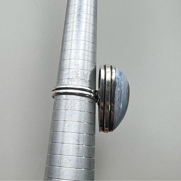 New Owyhee Opal Eye Stone Silver Overlay Ring Size 10.5 - Picture 3 of 8